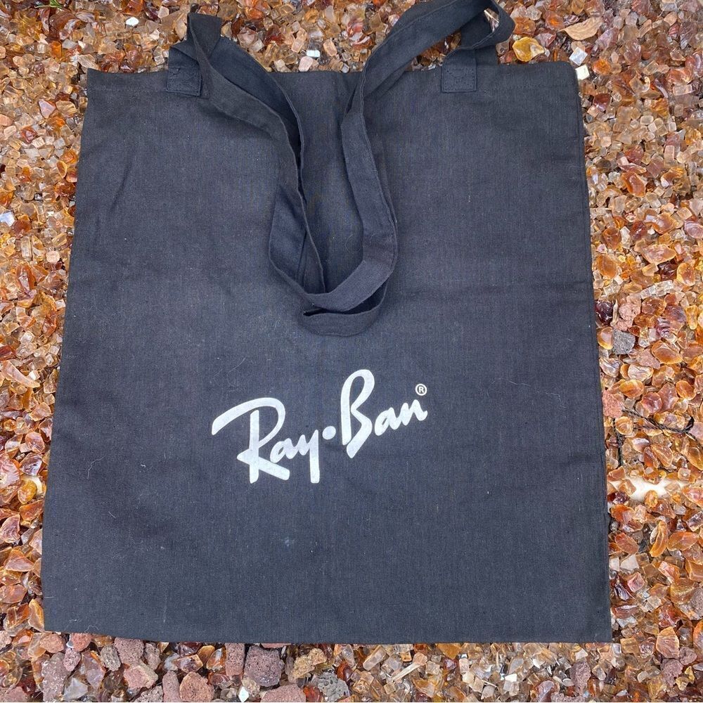 Ray Ban Sunglasses Black Logo Cotton Tote/Shopping Bag. EUC!